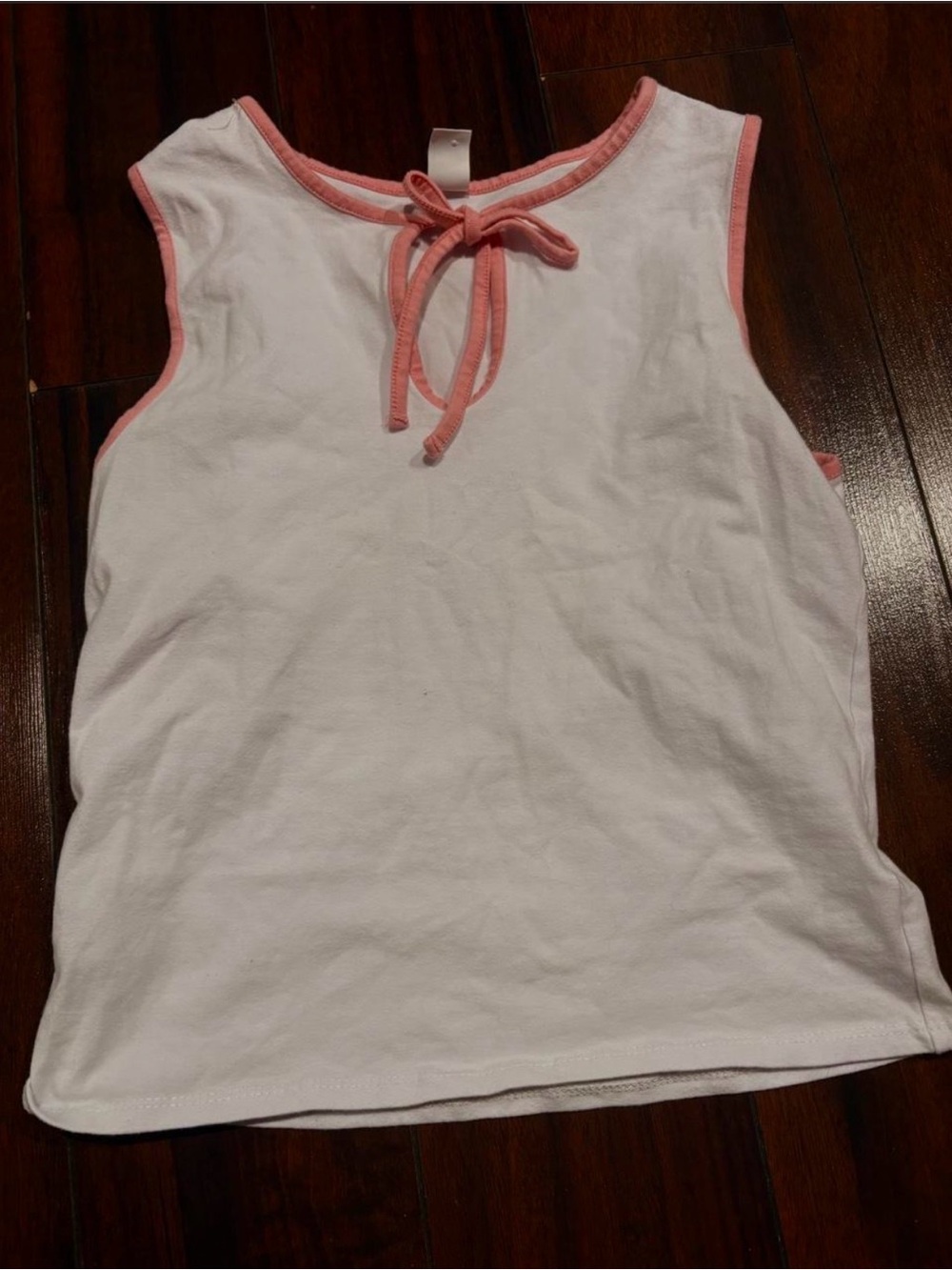 White Tank Top with Pink Trim and Tie